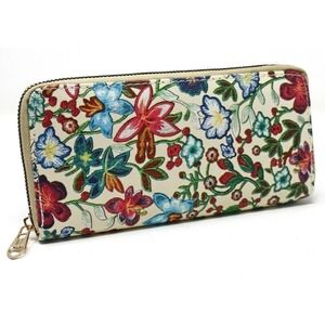 Poppy & Lily Floral on Ivory Zip Wallet Clutch Easy to Hold and Carry - Hey Viv
